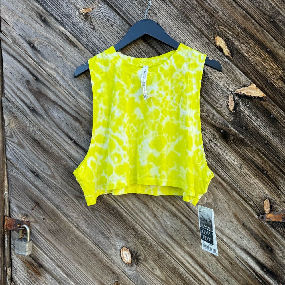 Lululemon Yellow Tie-Dye Sleeveless Crop Top